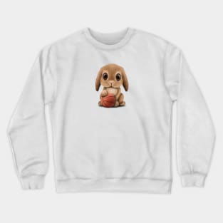 Cute Baby Bunny Playing With Basketball Crewneck Sweatshirt